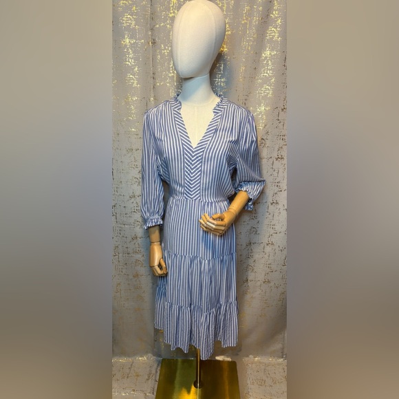 Monteau Blue Striped Women's Dress - Picture 6 of 7